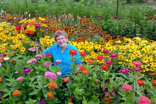 Renee in her Flower Farm